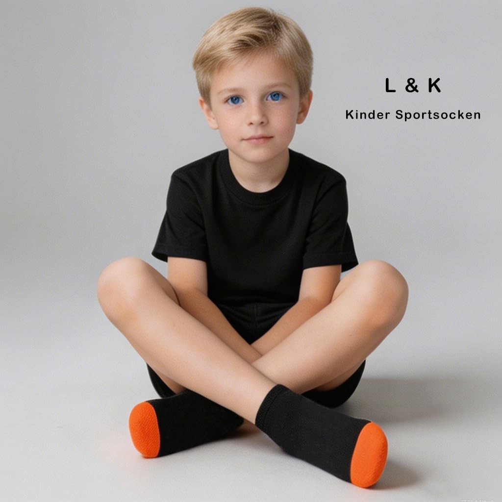 L&K-II Lot de 12 Chaussettes pour enfants chaussettes de sport coton motif football