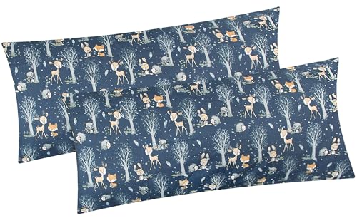 2er Set Kissenbezug in 40x80 cm Renforcé 100% Baumwolle - Rehe,...