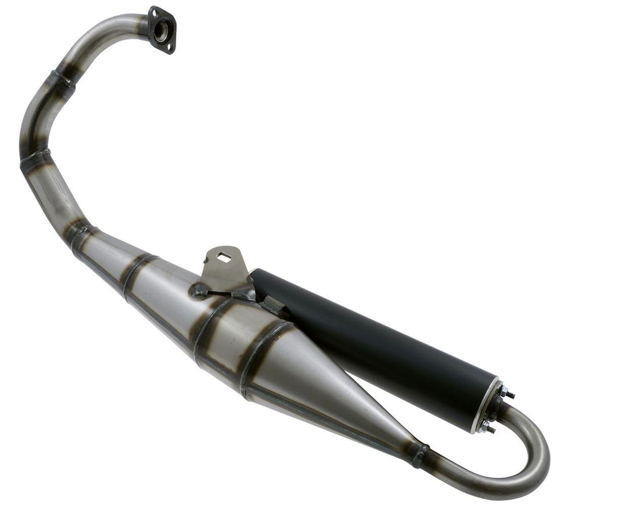 Pot d'échappement TECNIGAS Next-R compatible pour MBK Booster Spirit 50cc Track, Stunt, Naked, YAMAHA BWs, NG, Bump, Spy | compatible avec MBK Track,Stunt,Naked, compatible avec Yamaha NG,Bump,Spy;Minarelli vertical silencieux en aluminium noir mat
