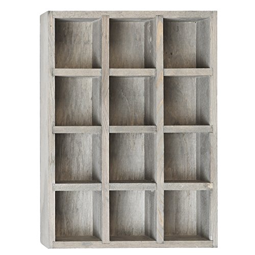 Mygift Dark Gray Wood Hanging Shadow Box, Shot Glasses Display Case Collective Shelf, Freestanding Or Wall Mounted Shelving Unit With 12 Compartments #TOP4