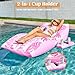 SLOOSH Inflatable Pool Floats Adult - Extreme Comfort Pool Lounge Chair with Detachable Cup Holder, Heavy Duty Lounger Floating Recliner Blow Up Floaties Water Floaty Lake Beach Tanning Float (Pink)