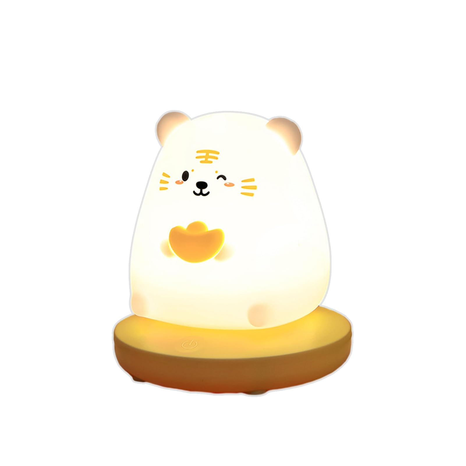 Worparsen Cartoon Animal Night Lamp Soft Lighting Silicone Bedside Nightlight Dimmable Rechargeable Night Lamp Bedside Light Decoration Tiger