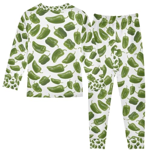 senya Green Pepper Pajamas Set Long Sleeve Soft Cotton Sleepwear 2 Piece2