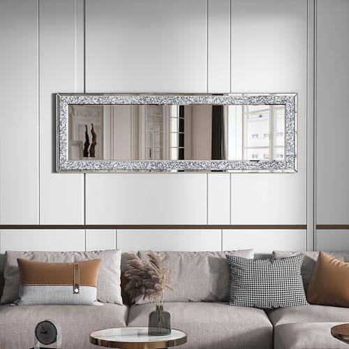 Image of Floor Mirror Full Length 18x59 Inch, Full Body Mirror with Frame, Wall Mirrors for Wall Full Length Mirror with Stand, Standing Mirrors for Dressing Bedroom Living Room Home Decor
