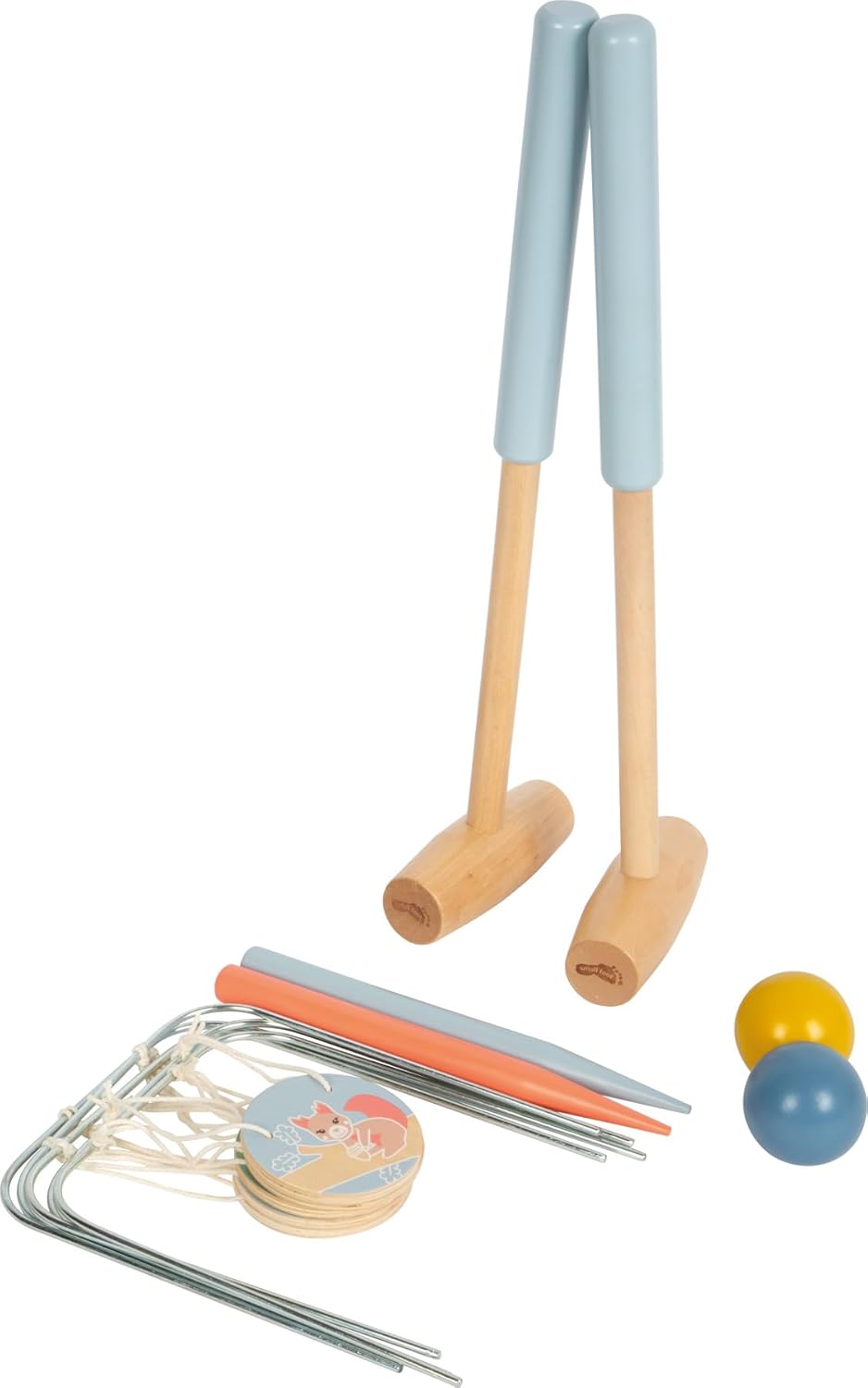 small foot Garden Buddies Wooden Croquet, Sturdy Outdoor Game with Cute Animal Pattern, for Children from 3 Years, 12646