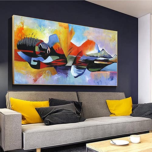 Peinture Bouddha sur toile 90x180cm grand format avec cadre doré