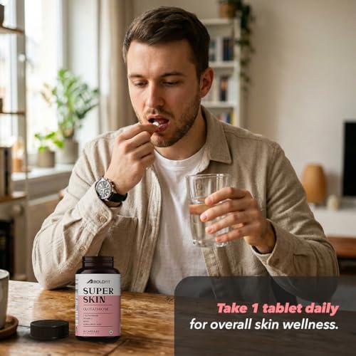 Image of Boldfit Glutathione 400mg with Vitamin C & E, Biotin, Grape Seed Extract L-Glutathione Supplement for Women & Men for Skin Care, Immunity & Liver Detox - 30 Capsules
