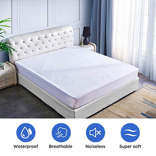DOWNCOOL Queen Mattress Protector Cover, Ultra Soft Breathable Fitted Bamboo Mattress Protector