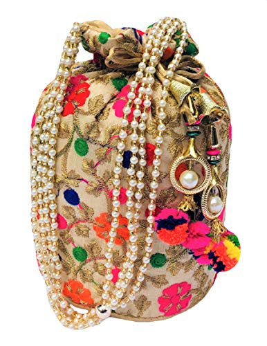 FILORA AILTINO Women's Rajasthani Silk Embroidery Ethnic Stylish Potli Bag (Multicolour)-Combo of 2 - Image 7