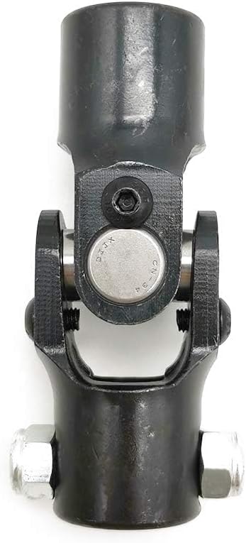 Ensun 3/4“ DD x 3/4” Round Black Single Steering Shaft Universal U Joint, Maximum Working Angle: 35° Degree, Total Length: 96mm (3-3/4")