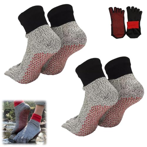 Konjoun Barefoot Socks, Women Men Non-Slip Yoga Hiking Socks, 2 Pair-B