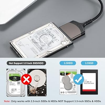 SATA IDE to USB Hard Drive Reader Adapter for 2.5 3.5 HHD SSD + USB to SATA Cable Adapter for 2.5 Inch SSD/HDD
