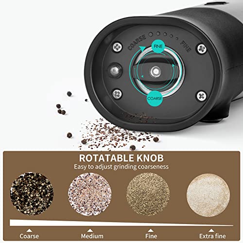 Circle Joy Gravity Electric Salt And Pepper Grinder Set (Pack Of 2) Battery Operated Pepper Mills, Dustproof Cover,Adjustable Coarseness And One Hand Automatic Operation, Black And Silver #TOP2