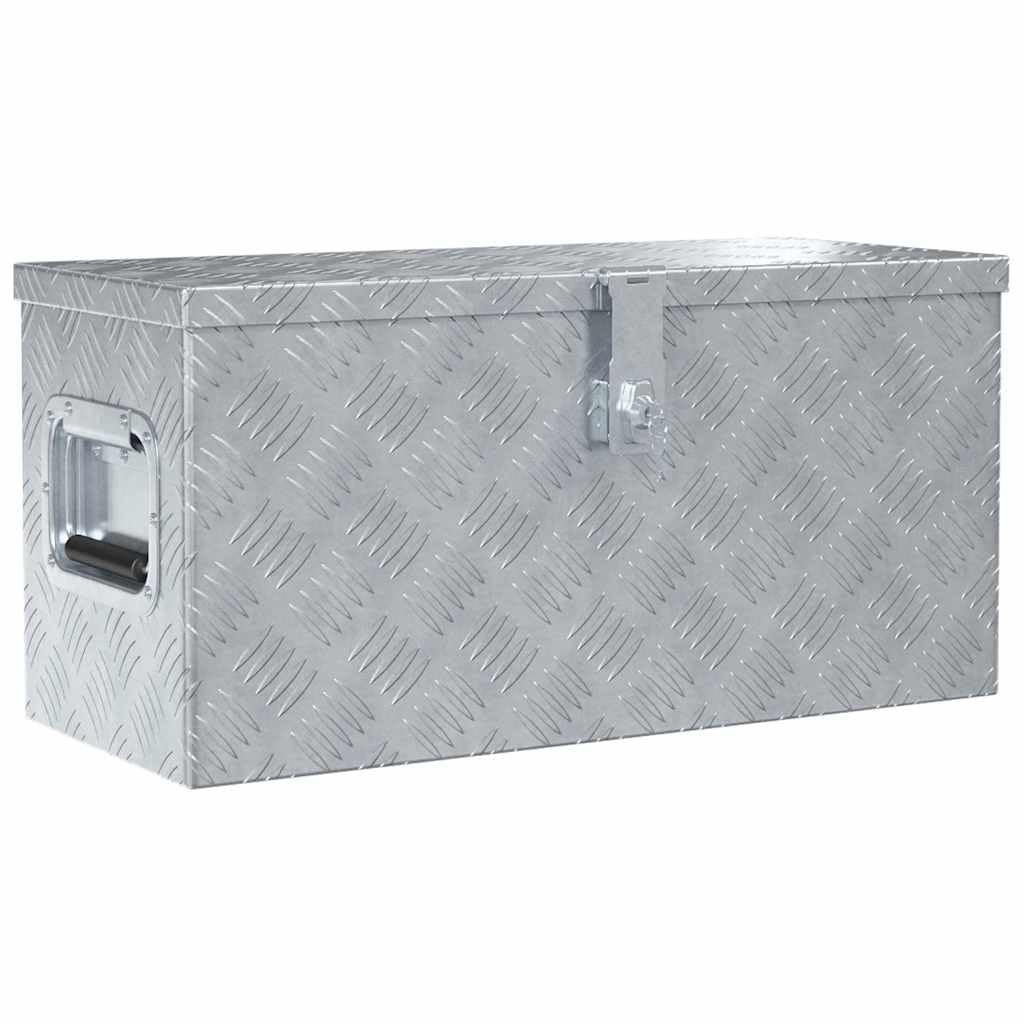 Aluminiowa skrzynka 61,5 x 26,5 x 30 cm, srebrna, lekka skrzynka narzędziowa z systemem zamykania, 2 klucze, uchwyty do noszenia, nierdzewna, do warsztatu, garażu, gospodarstwa domowego i na