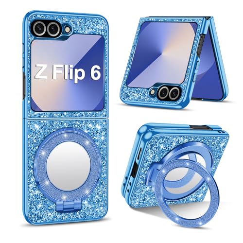 Coque Samsung Z Flip 6 premium antichoc avec étui miroir bleu original