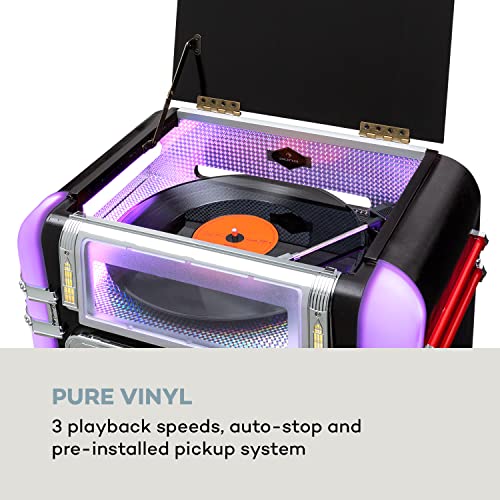 auna Graceland Mini Jukebox, Jukebox avec Tourne-Disque, Radio Dab+/FM, Jukebox rétro, Lecteur CD, LED - Les Beatles, Paul McCartney, John Lennon, RIngo Starr, George Harrison auna Graceland Mini Jukebox, Jukebox avec Tourne-Disque, Radio Dab+/FM, Jukebox rétro, Lecteur CD, LED – Image 5