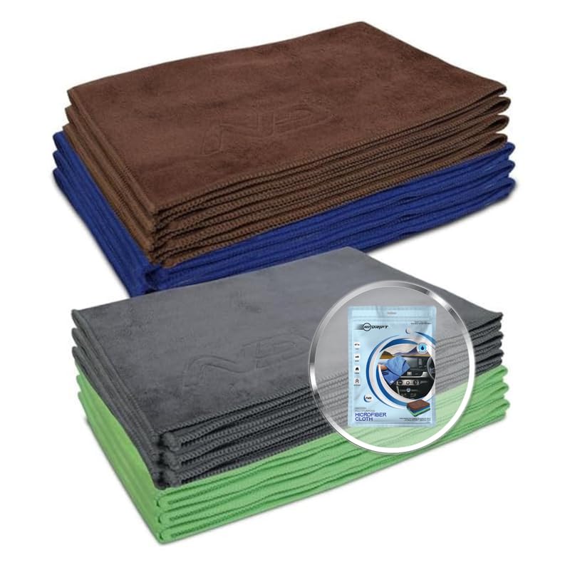 Image of Neodrift '400 GSM' Microfiber Cloth (Size - 40X60 Cm)(Set of 12 PC)(Colour - Mix)(Ultra Soft Cleaning Cloth for Car, Bike - Polishing, Detailing, Highly Absorbent)
