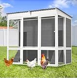 AECOJOY 67'' Extra Large Chicken Coop with Run, Wood Chicken House with 4 Nesting Boxes & Roost Bar for 8-10 Chickens, Outdoor Hen Fence Poultry Pet Cage for Backyard