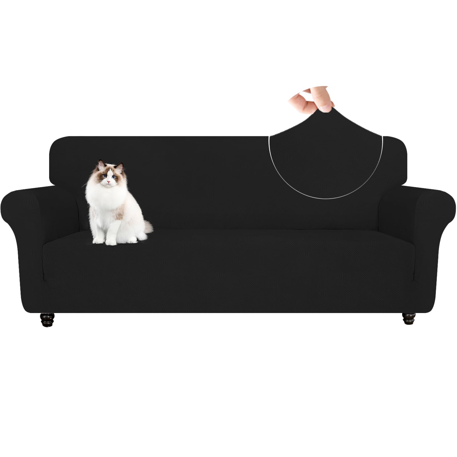 YSTELLAA Stretch Bankhoes 3 Zits, Elastische Bankhoezen Voor Woonkamer, 1 Stuks Universele Rekbare Armsteun Sofahoes Met Anti-slip Schuim, Krasbestendig Meubelhoes Voor Bank, Beige