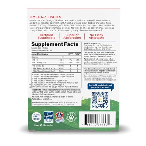 image for Nordic Naturals Nordic Omega-3 Fishies, Tutti Frutti - 36 Fishies - 30