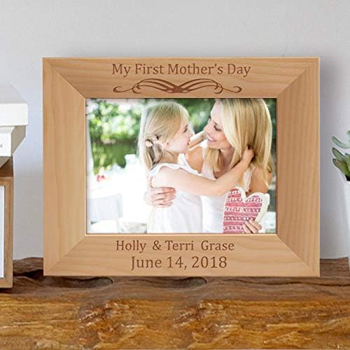 My First Mother's Day Personalized Wooden Picture Frame-10" x 8" Brown Horizontal