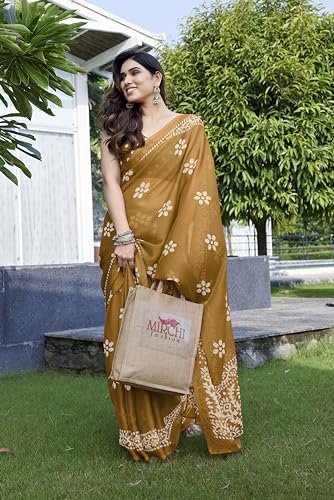 Image of MIRCHI FASHION Saree for Woman Chiffon Batik Printed | Lightweight Daily Wear Women's Office Sari with Blouse Piece (Available in 40 Colours)