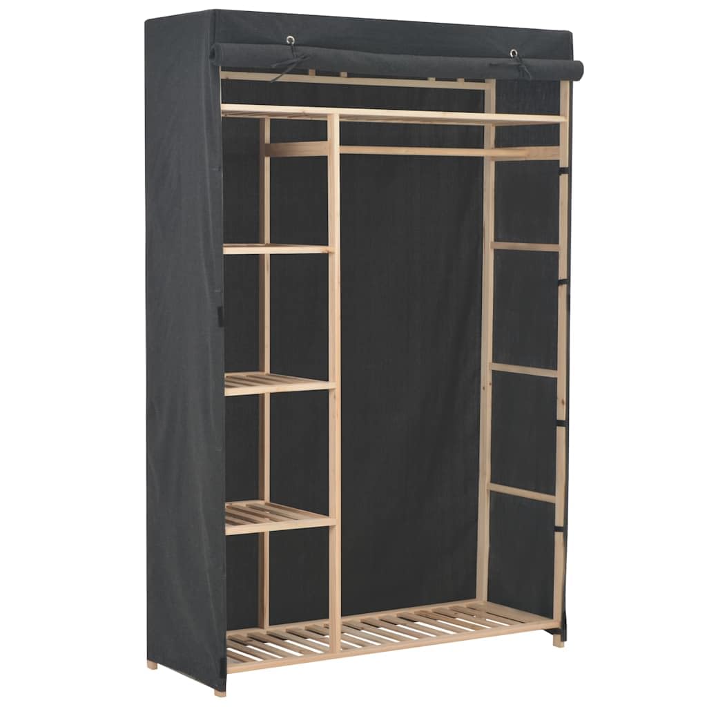 Kleiderschrank Grau 110 x 40 x 170 cm Stoff mit Schiebetüren, Mehrzweck Organizer für Schlafzimmer, Flur, Kinderzimmer, mit Kleiderstange, Regalen und Stauraum