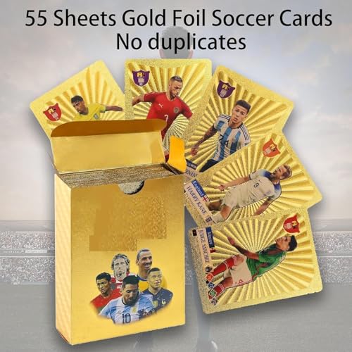Image of Bestie toys Football Star 55 Gold Cards, Soccer Trading Card, Gold Foil Cards, No Repetition(55pcs)