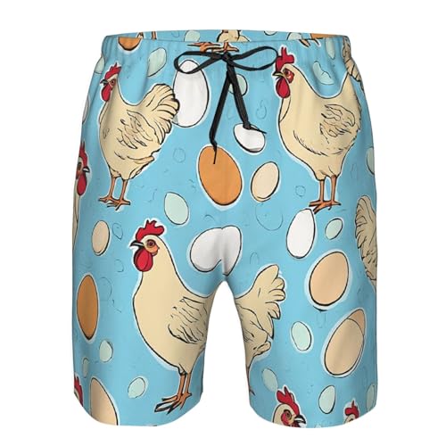 Creative Cartoon Chicken Men's Quick Dry Beach Shorts Swim Trunks with Pockets Board Shorts4