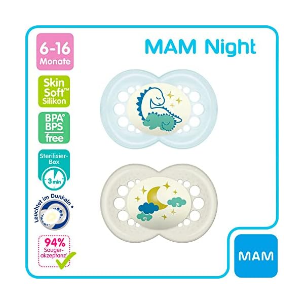 MAM Day & Night Schnuller, 6-16 Mo+ Mix // 6er Set // inkl. 2 Sterilisiertransportboxen – Bild 4