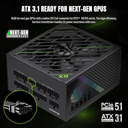 GXPRO 750G Alimentatore PC 750W completamente modulare, ATX3.1 PCIe5.1 con connettore 12V-2x6, 80 Plus Gold, 105°C Condensatori giapponesi, 7 circuiti di protezione, 10 anni di garanzia, nero - Alimentatore - Immagine 4