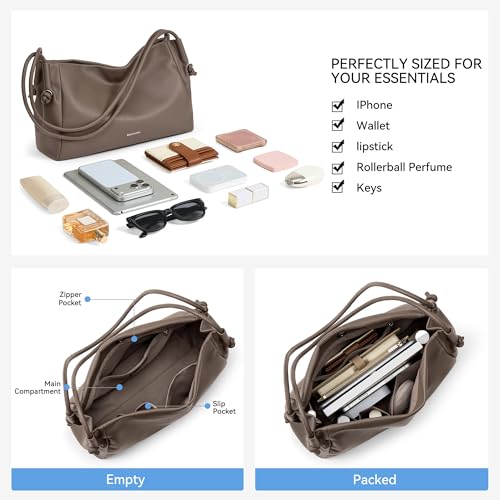 Image of BOSTANTEN Shoulder Bag for Women Pebbled Vegan Leather Purse Soft Handbag