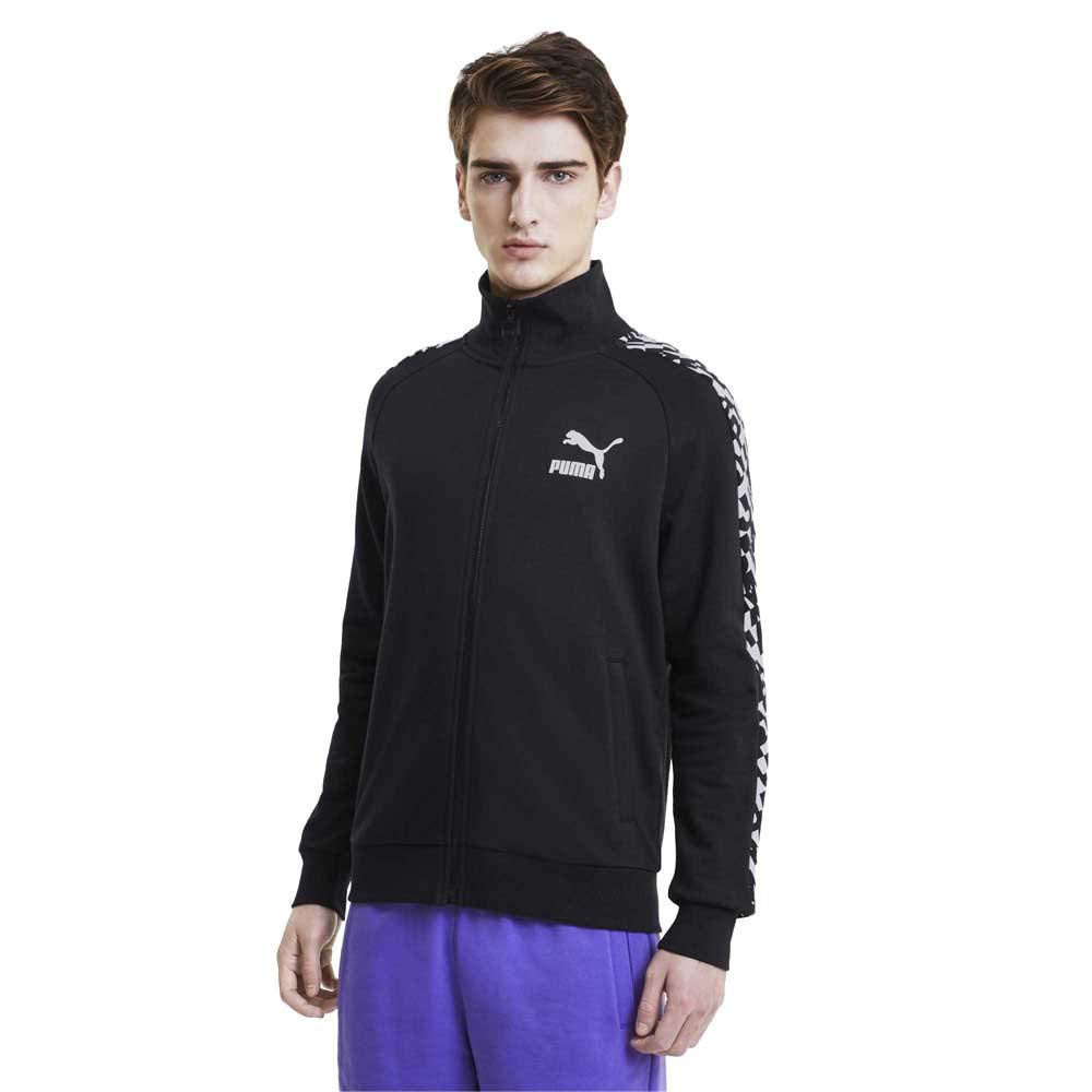 PUMA Classics Graphics AOP T7 Track Top, Man, mens, Top, 597772-01_L, Black, L