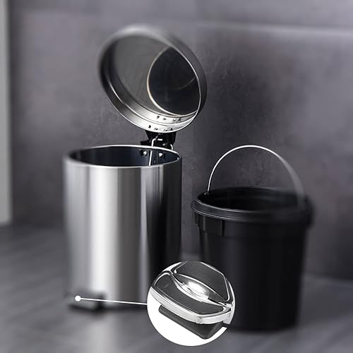 Miniatura 4 de Gzdisbek Cubo de basura de acero inoxidable, cubo de basura de 8 litros2.1 galones con tapa, cubo de basura para cocina y baño, color plateado