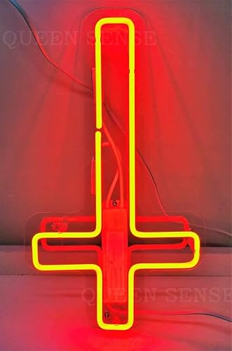 Letreros de neón de 14 pulgadas, rojo al revés de Jesús, letrero de neón, luz decorada, panel acrílico, hecho a mano, barra de cerveza, pub, lámpara