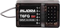 Vista 4 de INJORA Transmisor RC 2.4GHz 6CH Controlador y receptor con giroscopio remoto receptor interior para 1/8 1/10 RC Coche Barco Tanques Crawler TRX4