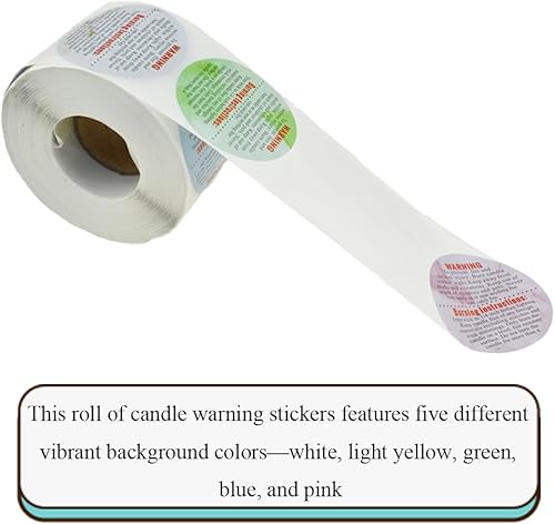 Miniatura 21 de HAHIYO 500 calcomanías de advertencia de velas circulares negras de 1 pulgada, etiquetas de seguridad para derretir cera para hacer velas