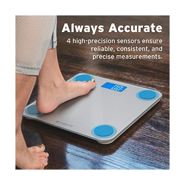 Etekcity Scale for Body Weight, Digital Bathroom Weighing Machine for People, Large and Easy-to-Read Backlight Display, Accurate with High Precision Measurements, Durable Tempered Glass, 400 lbs