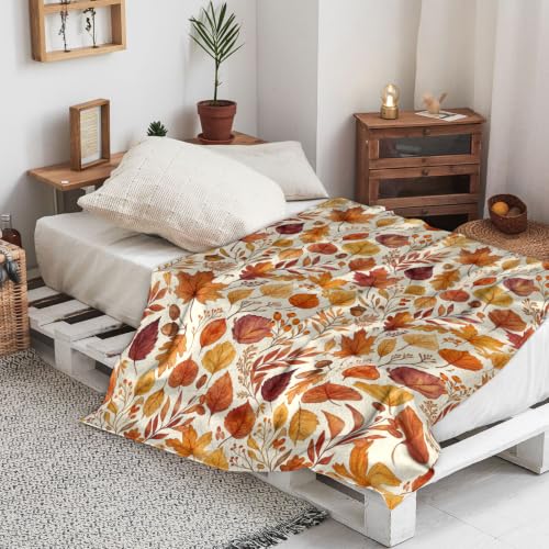 Couverture pelucheuse et légère orange automne jeté de lit canapé 152x203cm