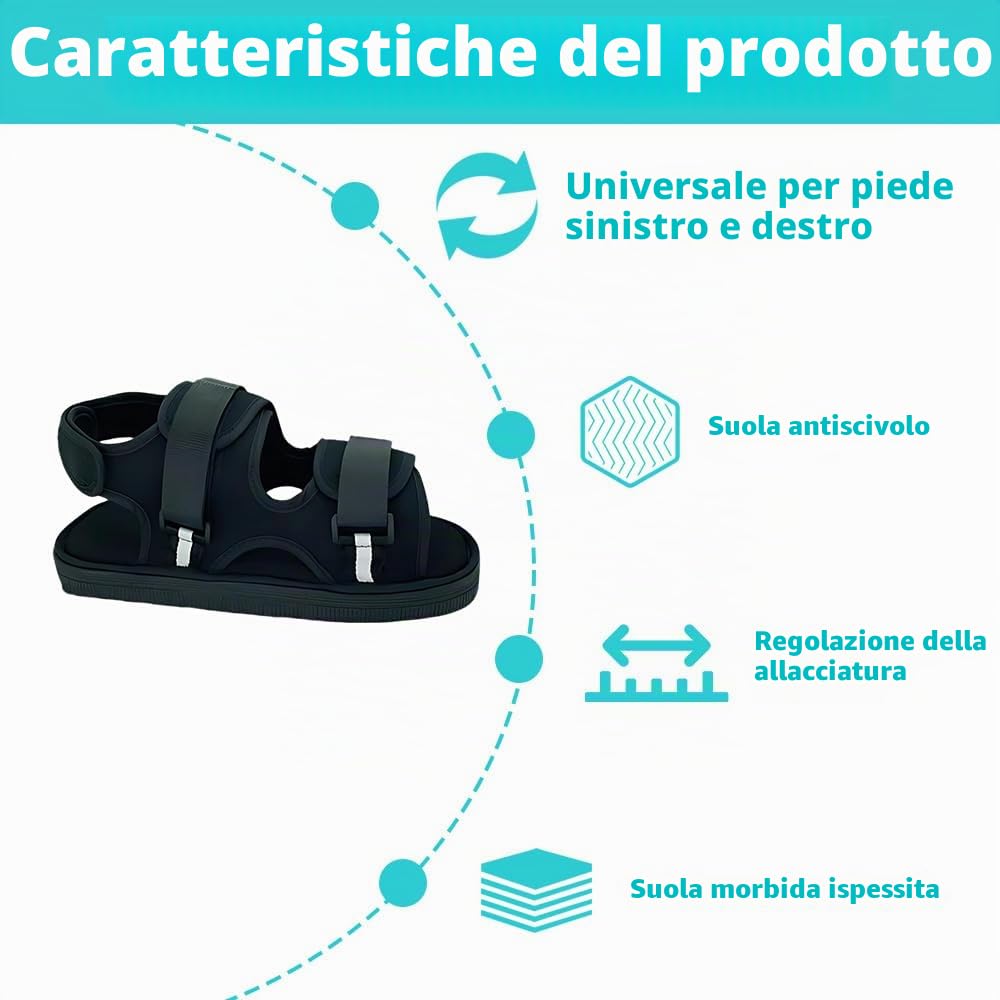 1 Pezzo Scarpe in Gesso per Piedi, Scarpe da Riabilitazione Regolabili, Scarpa Post Operatoria, per Piede Destro e Sinistro, Adatto per Fratture, Distorsioni del Piede, Gessatura, Nero
