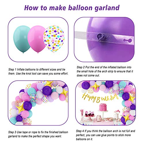 Amandir 140Pcs Unicorn Birthday Balloons Arch Garland Kit, Confetti Latex Foil Purple Pink Balloons Happy Birthday Banner Tassels For Unicorn Birthday Decorations For Girls Party Supplies #TOP2