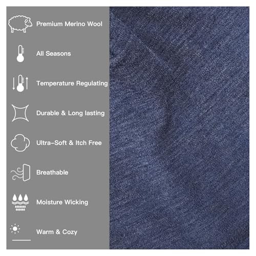 MERINNOVATION Merino Wool Beanie Hats for Men and Women - Unisex 100% Merino Wool Beanie Cuff Cap Adult Warm Winter Hat Indigo Blue