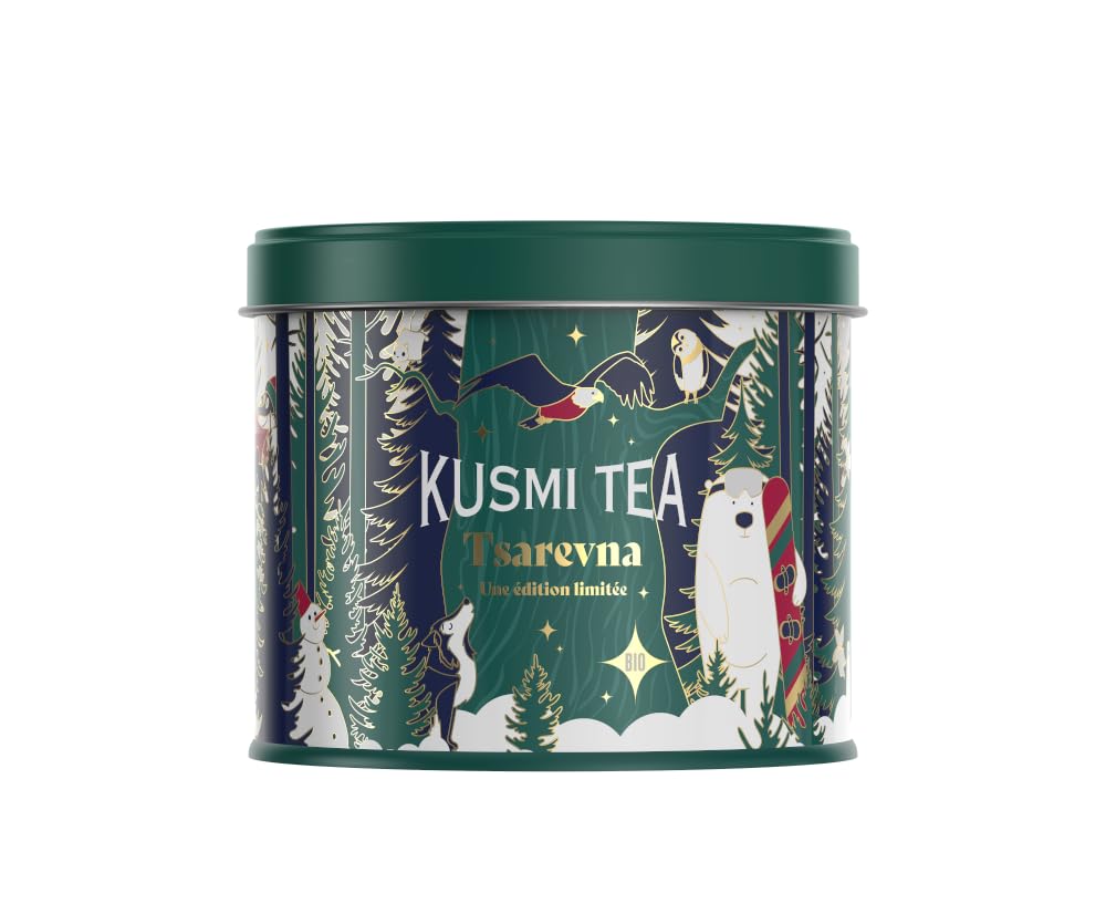 Kusmi Tea - Tsarevna Organic Christmas Tea - Flavoured Blend of Organic Black Tea, Orange and Christmas Spices - Box of 4,23 oz Loose Leaf Tea - Limited Edition - Christmas Gift (Winter Sports)