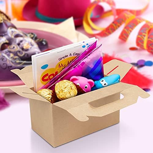 Belle Vous Brown Kraft Party Treat Favour Gift Boxes (24 Pack) - 16 x 9 x 9cm/6.29 x 3.54 x 3.54 inches - Plain Loot Goodie Gable Bags for Kids Birthdays, Food, Baby Shower & Weddings