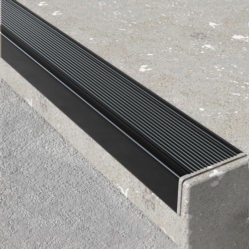 Nez De Marche Profilé D'escalier, Nez De Marche Antidérapeant, Forme En L Profil Des Bords Marches Antidérapant Bande De Bordure,Antidérapant Bande De Bordure, École Bureau Hôpital(Black,10x3cm)
