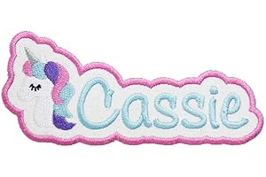 Unicorn Name Patch: Embroidered Custom Name Iron-On or Sew-On Patch for Kids Clothing and Backpacks