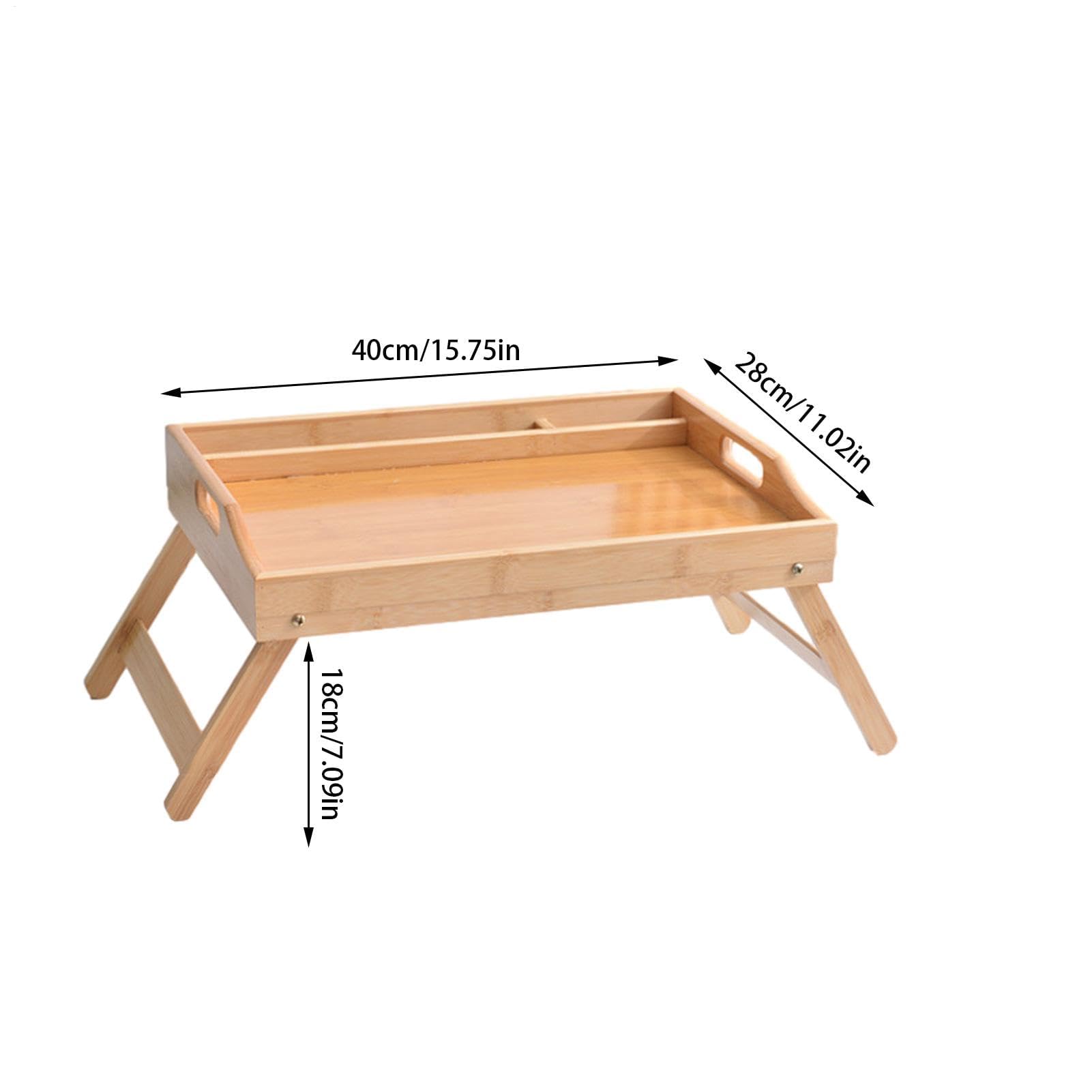 Plateau de lit en bois avec pieds pliants pour économiser de l'espace pour les petits cactus, pour un service facile, parfait pour le petit déjeuner au lit et le temps libre