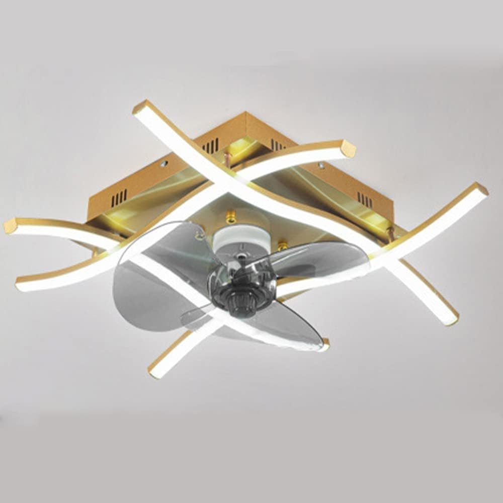 HXYSXHJUO Ceiling fan light Inverter Fan Light Iron Body Made of Pure Copper Motor Mute Bedroom Living Room (Gold)