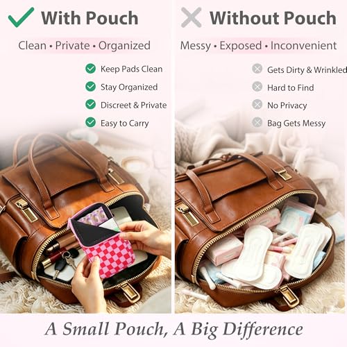 Image of KJQJLY 2 Pack Portable Tampon Organizer Bag Tampon Holder & Storage Case with Zipper for Travel, Discreet Period Bag for Purse, Waterproof Feminine Products Pouch for Women (Checkered)