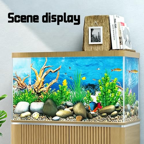 Image of Double-Sided Aquarium Background, Coral Reef and Seabed Design, 12 x 20 Inches, Waterproof (Animal Print A)